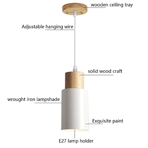 Lámpara colgante de ambiente para dormitorio y comedor con pantalla de cúpula de madera 5