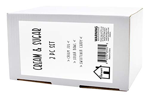 image for Darware Sugar and Creamer Set - 3-Piece Set w/Cream Pitcher, Sugar Bow