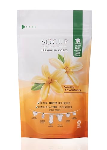 Detergente en Dosis para Bragas Menstruales, Bañador Menstrual, Toallas Higiénicas y Pañales Lavables| Vainilla fascinante | 96% de origen mineral y vegetal