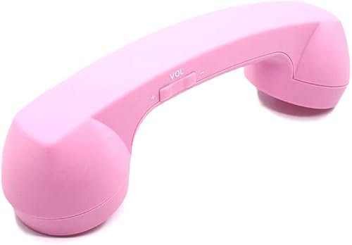 ENJOY-UNIQUE Wireless Retro Telephone Handset and Wire Radiation-Proof Handset Receivers Headphones for a Mobile Phone with Comfortable Call (Pink)