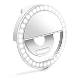 Selfie Ring Light, Enlody Dimmable Clip Ring Lighting - Rechargeable 36 LED Bulbs Light for iPhone, Android, Tablet, iPad, Laptop, Camera (White)