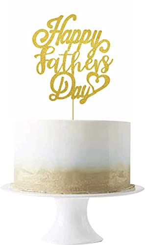 Image of Gold Happy Fathers Day cake Toppers, Best Dad Ever Cupcake Picks Cake Decoration Party Supplies for Father's Day Party Cupake Decorations
