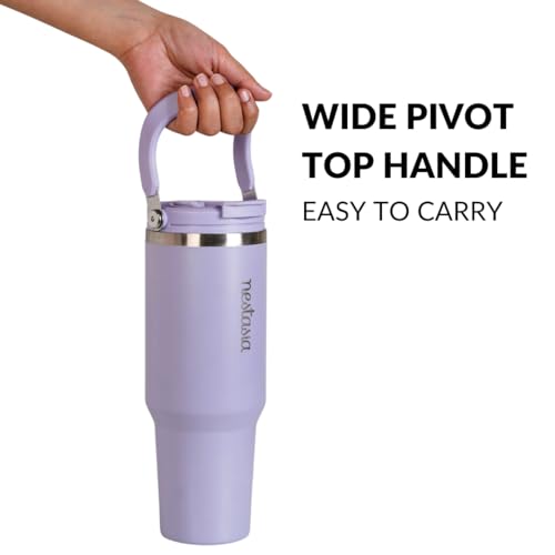 Image of Nestasia PickSip40 Tumbler with Straw & Top Handle 1.2L | Insulated Stainless Steel Sipper Water Bottle for Adults with Dual Flip Opening Sip-Swig Leakproof Lid for Office & Gym (Periwinkle)