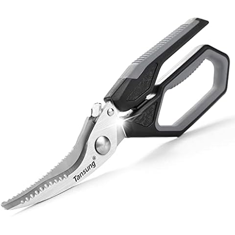 Kitchen Shears, TANSUNG Poultry Shears, Heavy Duty Kitchen Scissors Multipurpose Scissors, Stainless Steel Food Scissors for Chicken, Poultry, Fish, Meat, Herbs, Vegetables, BBQ, Bone, Black Cover