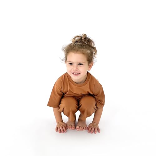 Image of Asenka. Two-Piece Set for Boys and Girls: T-Shirt and Shorts (Brown, 2-3 Years)