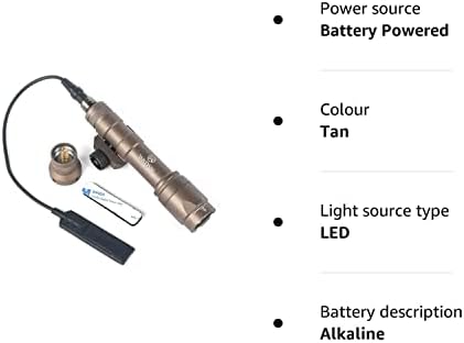 WADSN M600C Tactical Airsoft Torch Flashlight with Pressure Pad and Tail Button Switch 340 Lumen Rifle Torch for 20mm Picatinny Rail System (Tan)
