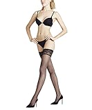 FALKE Damen Invisible Deluxe Stay Up Fein 8 DEN Schwarz Hautfarbe viele weitere Farben halterlose Strümpfe ohne Muster transparent reißfest dünn mit Spitze und Silikonband 1 Paar