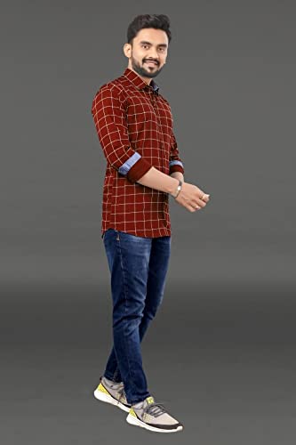 Image of Men's Casual Cotton Checks Shirt