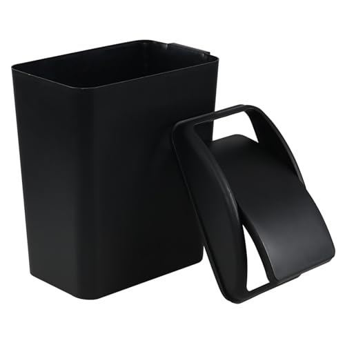 Image of 4.5 Gallon Plastic Swing Lid Trash Can, Swing-Top Trash Bin, Black | Small Slim Garbage Can, Waste Basket with Lid