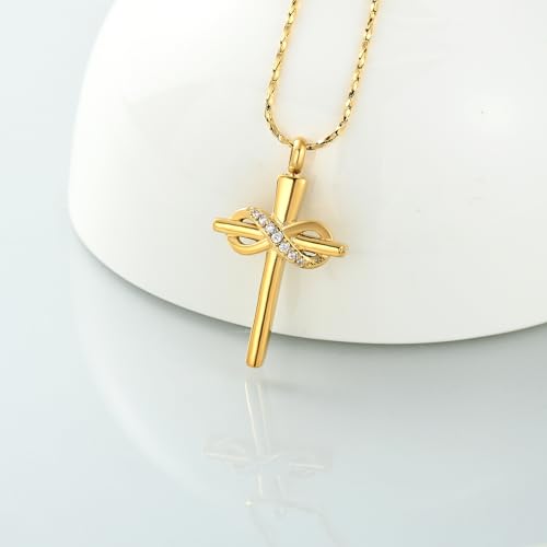 Imrsanl Infinity Love Cross Cremation Jewelry Ashes Religious Cross Urn Pendant Necklace for Women Men Pet Ashes Memorial Keepsake Jewelry3