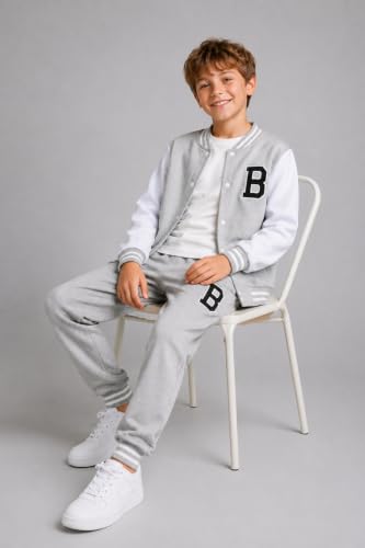 Image of Cakaner Boys Color Block Button Down Shirt and Jogger Pants Button Up Sweatsuits Sets (Size: 5-12T)
