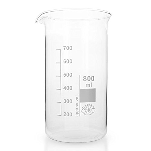 6 x 800ml Becherglas aus hitzefestem Borosilikatglas, graduiert, mit Ausguss, hohe Form * Messbecher, Bechergläser, Laborglas, Laborbecher *