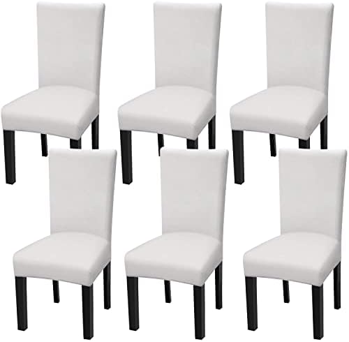 Fuloon 6 Pack Super Fit Stretch Removable Washable Short Dining Chair Protector Cover Seat Slipcover for Hotel, Dining Room, Ceremony, Banquet Wedding Party