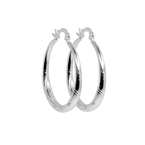 Rosmall Earrings Silver Circle Round Middle Hook Earring Fashion Gift Girls' Ear Stud Wedding Jewelry for Women Drop Dangle Earrings.