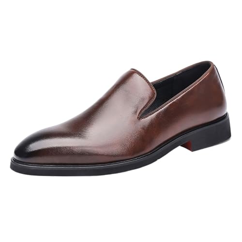 Casual Business Men's Leather Shoes Fashionable Minimalist Gentleman Style，New Mens Shoes Slip-on Patent Leather Casual Men Shoes