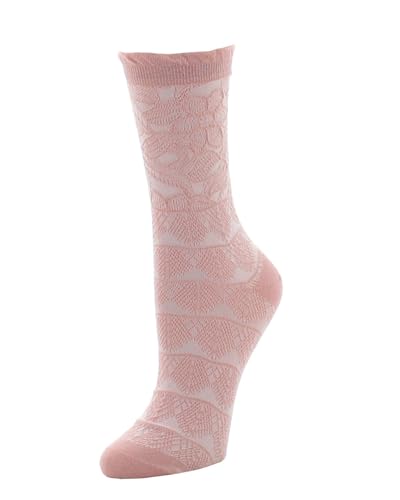 Image of Natori Lace Trellis Cotton Blend Crew Socks