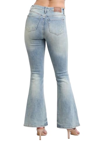 Judy Blue Women's Mid-Rise Tinted Pin Tack Detail Flare Leg Jeans2