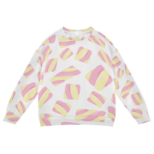 VIGTRO Candy Swirls Yellow Boys Girls Sweatshirt Long Sleeve Crewneck Fleece Pullover Soft Warm Sweatshirt Tops Size 4T