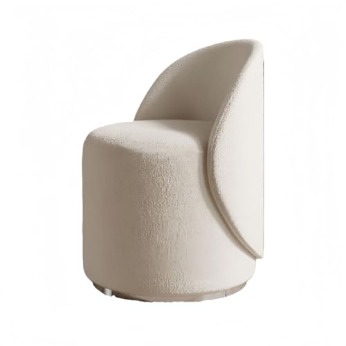 samchuベッドルームメイクチェアメイクチェアスツール鏡台家庭用360°回転布張りシート快適な背もたれ無垢材フレーム (ホワイト,360ターンテーブル)