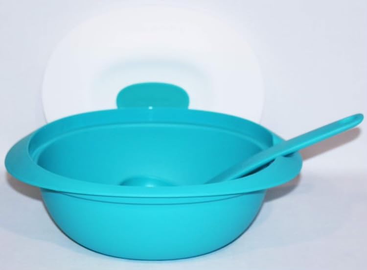Essentials Blossom Soup Server with Lid and Spoon 7.5 Cups Teal Blue
