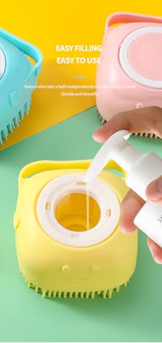 Image of Generic 2024 Pet Shower Brush Silicone Pet Bath Brush Shampoo Dispenser Bath Massage Cat Dog Bath Brush with Soap Dispenser (yellow)