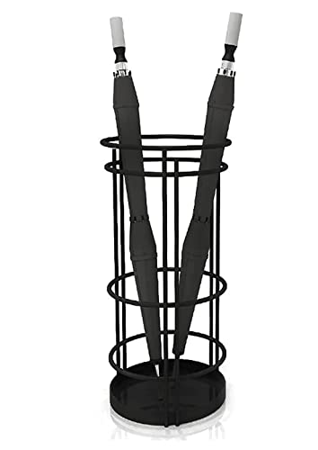 Paraguero Soporte De Paraguas De Metal Soporte De Paraguas Moderno para El Hogar Cubo De Paraguas De Hierro para Interiores Y Exteriores con Bandeja De Goteo Paragüero Porche (Color : Schwarz, Size
