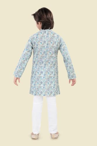 Image of Boys Cotton Full Sleeve Printed Kurta Pyjama Set, Chikankari Kurta Kids Ethnic wear Festive & Traditional Outfit | Boys Kurta Pajama Set