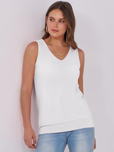 Image of ANRABESS Women Tank Tops Summer V Neck Sleeveless Casual Loose Fit Cute Cami Basic T Shirts Solid Tees 2026 Trendy Outfits