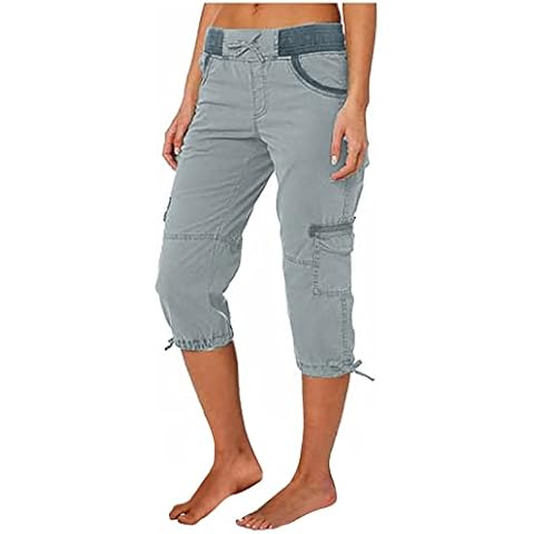 Lightweight Women's Cargo Capri Pants with Pockets Cover