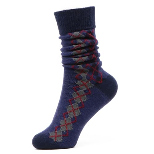 Image of Nootkas Alpaca Wool Crew Dress Sock (Argyle Navy, L /XL)