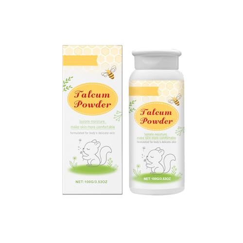 Natürliches Baby Puder mit Pflanzenessenz & Honig (1x 100g)- Schützt empfindliche Haut, nimmt Feuchtigkeit auf & hält die Haut trocken- Talkumfrei-Talkumpuder für Kinder und Babys (White, 5x5x13cm)