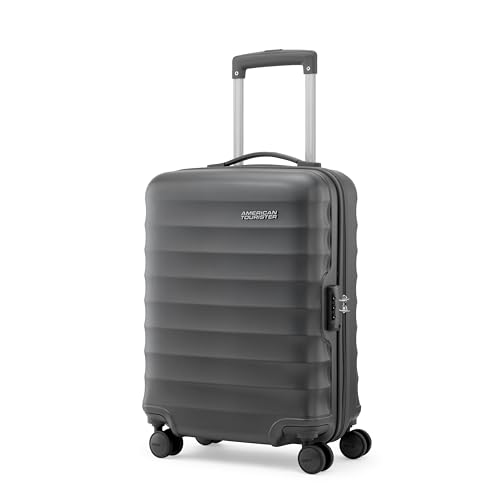 Image of American Tourister Barcelona | Cabin Trolley Bag (55 cm) | 360 8 Wheel Travel Luggage | Hard Case Polycarbonate Suitcase | Mounted Combination Lock | Gun Metal