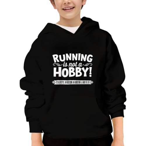 Funny Retro Running Is Not A Hobby Gym Fitness Hoodies for Teen Girls Boys Lightweight Kangaroo Pocket Sweatshirt