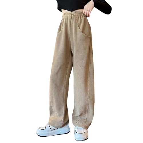 Straight Wide Leg Sweatpants for Girls Baggy Elastic Waist Jogger Kids Fall Solid Casual Sport Pants with Pokets
