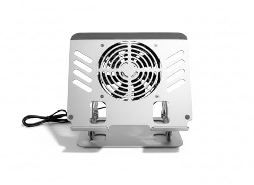 Image of Stealodeal Adjustable Laptop Stand with Cooling Fan, Foldable Aluminum Laptop Holder, Multi-Angle Ergonomic Laptop Riser for Desk, Portable Notebook Stand with USB Cooling for 10-17 Inch Laptops