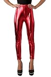 Carnavalife Leggings Malla Elástica de Tiro Alto/Pantalones Largos Deportiva Danza Running Fitness para Mujer (Rojo Brillo, XXL-3XL)