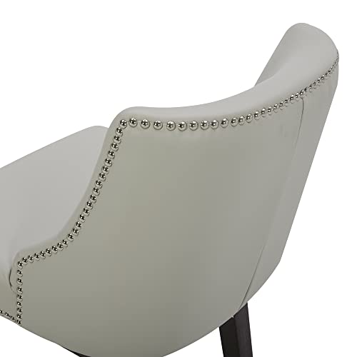 Chita Counter Height Swivel Barstools, 26" H Seat Height Upholstered Bar Stools Set Of 2, Faux Leather In Creamy Grey #TOP5