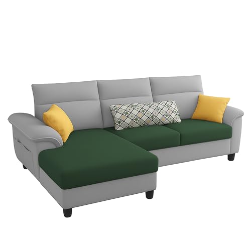 Image of Casaliving Seams LHS 4 Seater L Shape Sofa for Living Room (Green Grey Fabric) Premium Fabric Sofa