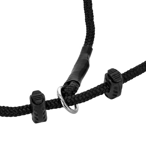 Dingo Gear Hundehalsband, handgefertigt, aus starker Schnur mit 2 Begrenzern, wasserdichtes Halsband für K9-Training, IGP, Agitation, Beißarbeit, Gehorsamkeit, Schwarz, S (S04047)