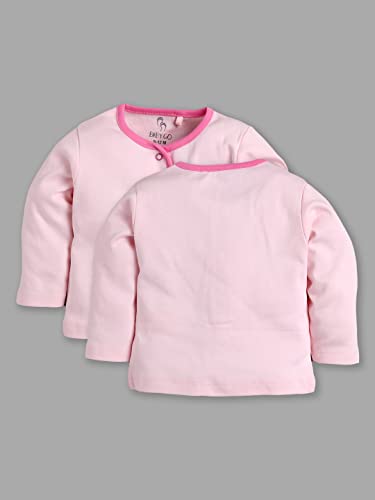 Image of Baby GO Unisex Baby 100% Cotton Full Sleeve Front Open T-Shirt Pack of 3 | Soft Breathable Infant Clothing Set with Snap Buttons | Comfortable Layering Top for Newborn Baby Boys & Baby Girls