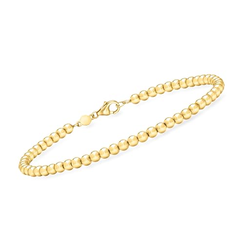 Pure Collection by Ross-Simons Italian 3mm 14kt Yellow Gold Bead Bracelet. 7 inches