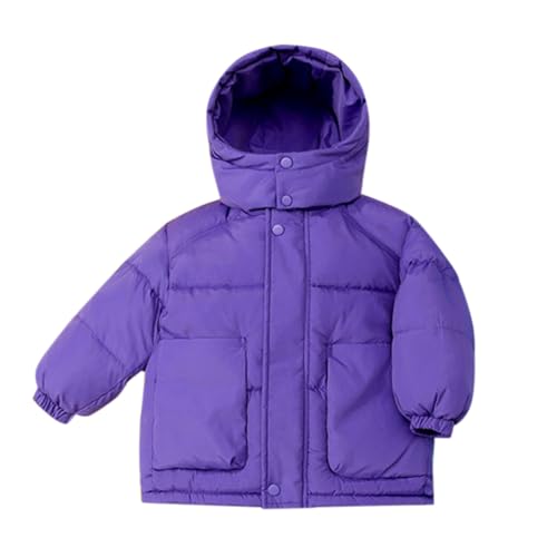 Kids Windproof Jacket Zip up Lightweight Thicken Padded Warm Winter Outerwear Coat with Hood for Boys Girls