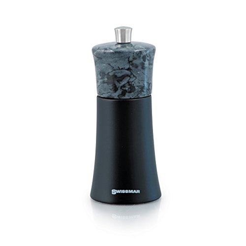 Swissmar Torre Black Matte Wood Salt Mill with Granite Top 15cm/6"