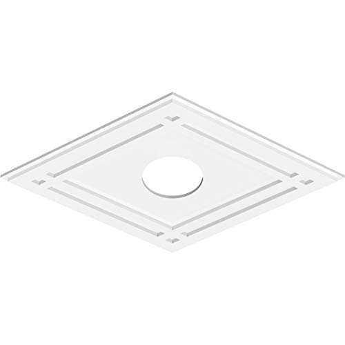 Image of Ekena Millwork CMP34X22DD-06000 Diamond Architectural Grade PVC Contemporary Urethane Ceiling Medallions 34 inchW x 22 5 /8 inchH x 6 inchID x 12 inchC x 1 inchP