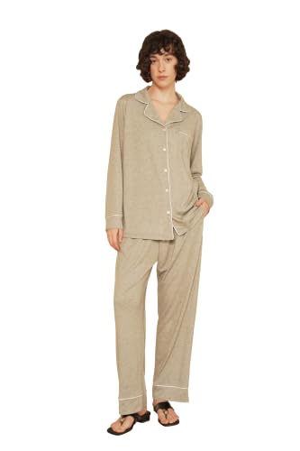 Image of Pajamas for Women Long Sleeve Pajama Set 2 Pieces Lounge Sets Sleepwear Pjs Ladies Sleepwear Button Down Nightwear