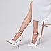 Elisabet Tang Women's Fashion Removable Ankle Strap Classic Pumps High Heels - 4.7IN Sexy Closed Pointy Toe Stilettos for Party Dress Shoes White 8