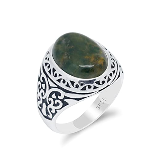 Bague pour hommes en pierre d'agate style punk pour soirées et fêtes