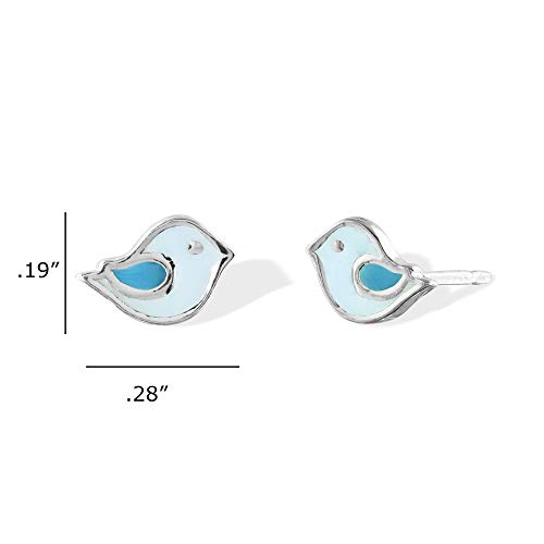 Boma EA 2314LB/DB Jewelry Sterling Silver Blue Bird Stud Earrings With Handpainted Enamel thumb #3