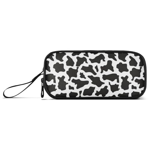 Image of Wfrish Large Pencil Case,Cow Print Big Capacity Pencil Pouch 3 Compartments,Zipper Pencil Box, Back to School Supplies for Teen Girls Boy Student College Adults,Travel Essentials Blue White Black