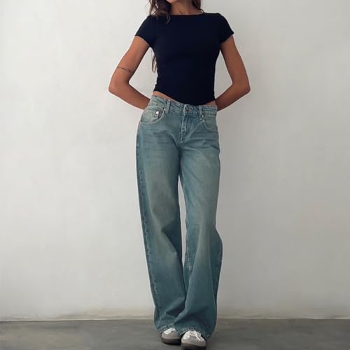 Women Wide Leg Jeans Casual High Waist Baggy Boyfriend Denim Pants Y2K Straight Streetwear Jeans Mom Jeans Trousers4